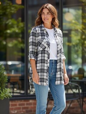 Target Black and White Plaid Button-Down Shirt